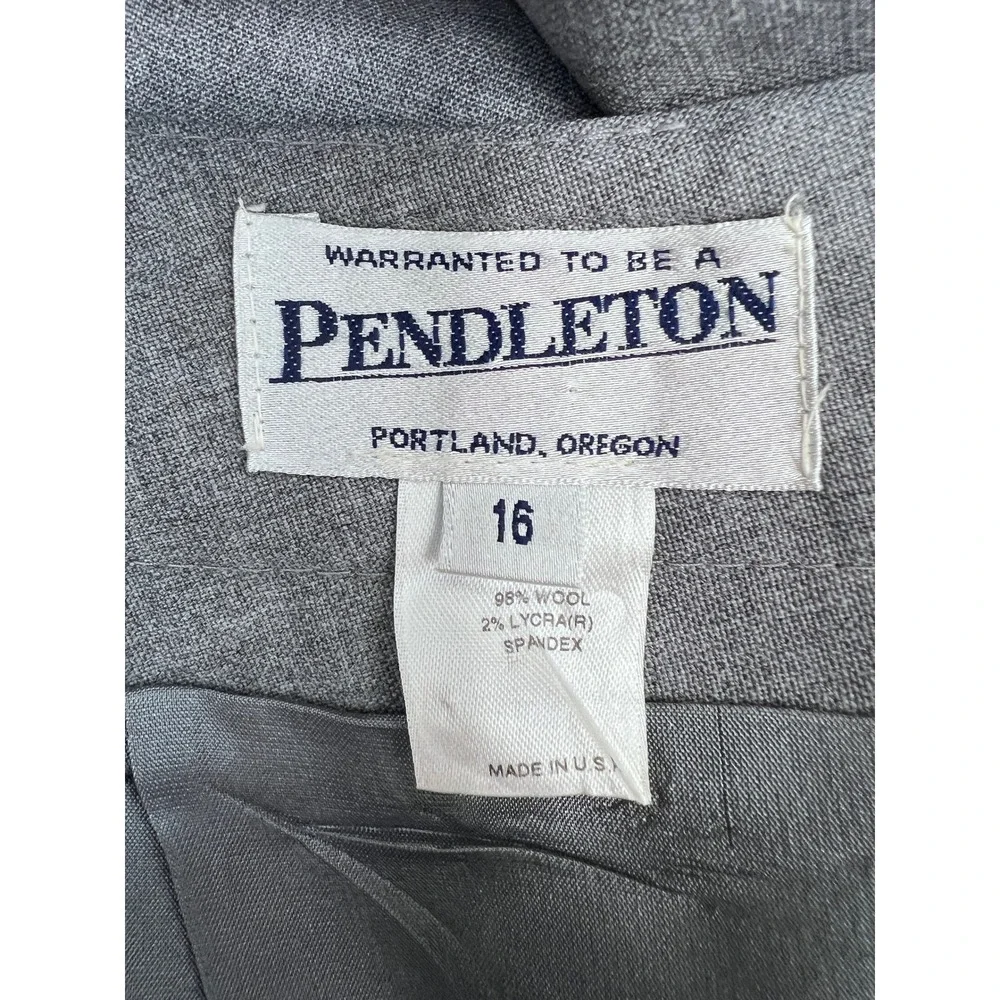 Pendleton Pencil Skirt Womens 16 Grey Excellent Wool Blend Back Vent Made in USA